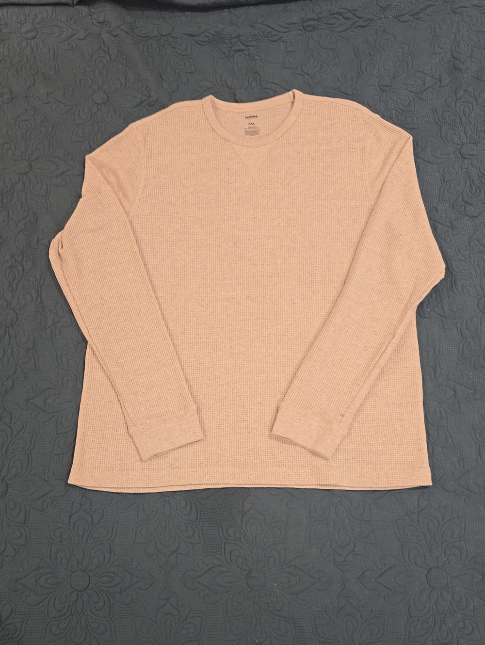 Sonoma Men's Waffle Thermal Crewneck Long Sleeve Oatmeal Heather XXL